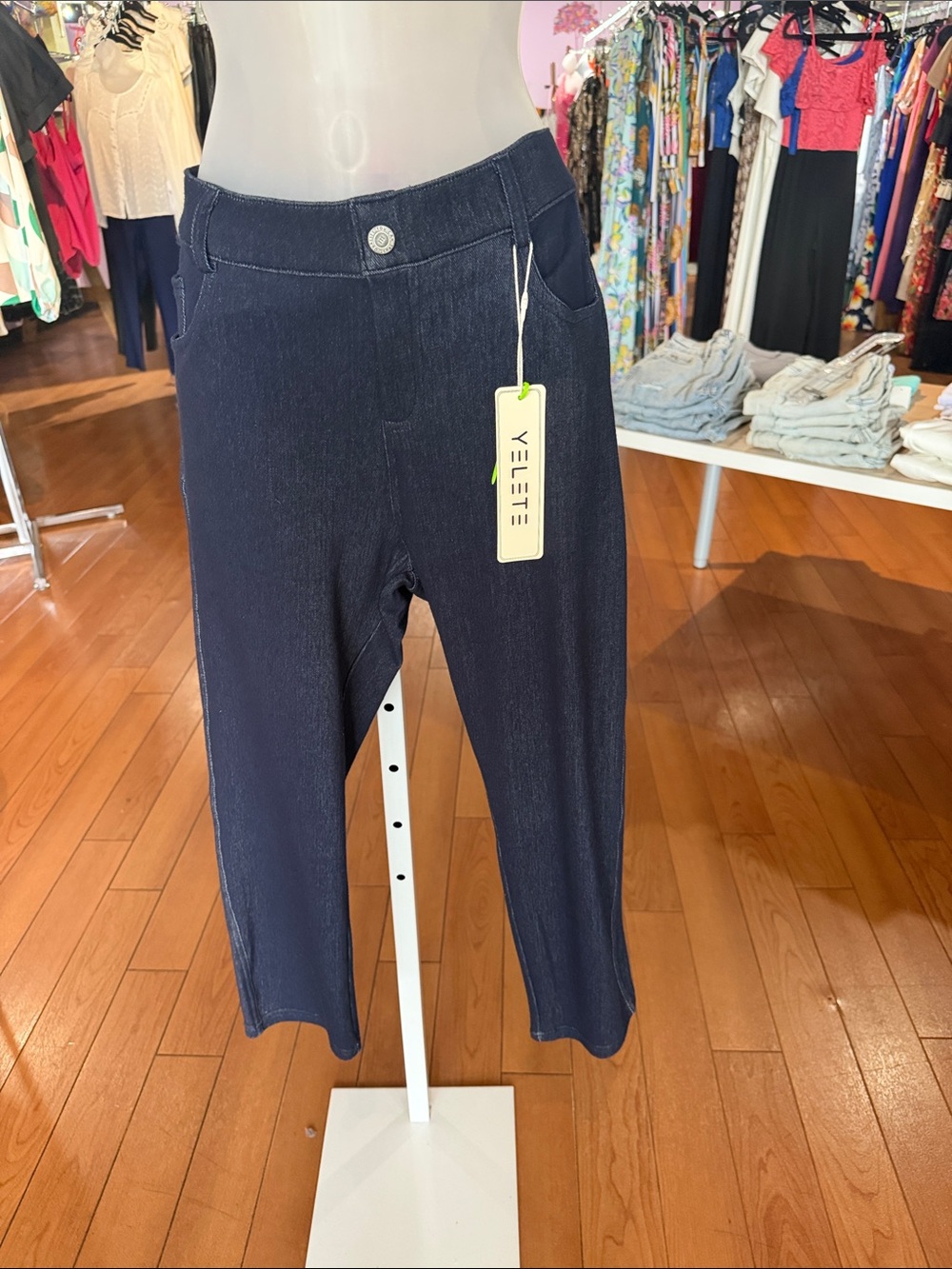 Yelete Dark Navy Pull-On Slim Crop Pants